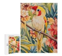 Rompecabezas 500 PCS para Adolescentes Parrot in Tropical Flowers Rompecabezas para Adultos Juego Familiar Decoración del Hogar para Cumpleaños, Navidad 500 PCS
