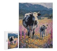 Rompecabezas 500 PCS para Adolescentes Pastoral Cow Scene Rompecabezas para Adultos Que Mejoran La Memoria Difícil Y Desafiante Cumpleaños 500 PCS