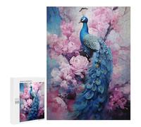 Rompecabezas 500 PCS para Adolescentes Peacock in Blossom Garden Rompecabezas para Adultos Juegos Divertidos Una Obra De Arte Ayuda A Ejercitar El Cerebro 500 PCS