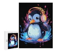 Rompecabezas 500 PCS para Adolescentes Penguin Headphones Drip Rompecabezas Juego De Ingenio Aliviador De Estrés Desafiante para Completar 500 PCS