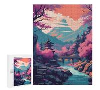 Rompecabezas 500 PCS para Adolescentes Pink Cherry Blossom Lake Rompecabezas para Adultos Juego Práctico Pero Divertido Y Humorístico para Cumpleaños, Navidad 500 PCS
