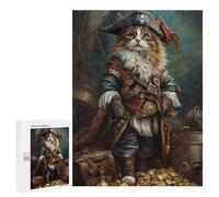 Rompecabezas 500 PCS para Adolescentes Pirate Cat Treasure Chest-33 Rompecabezas para Adultos Mejora La Memoria Interacción Entre Padres E Hijos Juguete Juego Intelectual 500 PCS