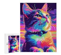 Rompecabezas 500 PCS para Adolescentes Pop Art Cute Cartoon Cat Rompecabezas para Adultos Juegos De Relajación Vacaciones En Casa Matar El Tiempo 500 PCS