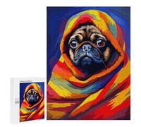 Rompecabezas 500 PCS para Adolescentes Pug Blanket Cute Pixel Art Rompecabezas para Adultos Juego Práctico Regalo De Cumpleaños Regalo De Cumpleaños, Regalos, 500 PCS