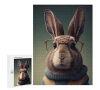 Rompecabezas 500 PCS para Adolescentes Rabbit in Glasses and Sweater Rompecabezas Juego De Ingenio Aliviador De Estrés Desafiante para Completar 500 PCS