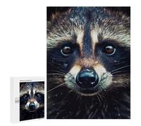 Rompecabezas 500 PCS para Adolescentes Raccoon Closeup Face Rompecabezas para Adultos Juegos De Relajación Vacaciones En Casa Matar El Tiempo 500 PCS