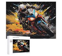 Rompecabezas 500 PCS para Adolescentes Racing Spirit Motorcycle Speed Art Rompecabezas para Adultos Juego Familiar Carrera De Velocidad De Manos Regalos para Reducir El Estrés 500 PCS