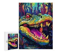 Rompecabezas 500 PCS para Adolescentes Rainbow Crocodile in The Jungle Rompecabezas para Adultos Juguete Decoración De Pared Mejora La Memoria Ayuda A Ejercitar El Cerebro 500 PCS