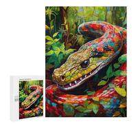 Rompecabezas 500 PCS para Adolescentes Rainbow Serpent in Lush Jungle Rompecabezas para Adultos Juguete Decoración De Pared Mejora La Memoria Ayuda A Ejercitar El Cerebro 500 PCS