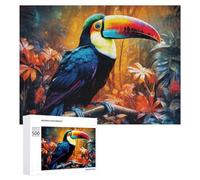 Rompecabezas 500 PCS para Adolescentes Rainbow Toucan in Tropical Paradise Rompecabezas para Adultos Juguete Decoración De Pared Mejora La Memoria Ayuda A Ejercitar El Cerebro 500 PCS