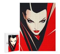 Rompecabezas 500 PCS para Adolescentes Red and Black Female Portrait Rompecabezas DIY Juguetes Una Obra De Arte como Regalo para Toda La Familia 500 PCS