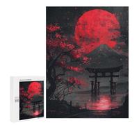 Rompecabezas 500 PCS para Adolescentes Red Moon Torii Gate Fuji Rompecabezas Juegos Familiares Ensamblaje De Patrones Cumpleaños Y Navidad 500 PCS