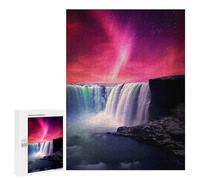 Rompecabezas 500 PCS para Adolescentes Red Northern Lights at Sky Rompecabezas para Adultos Juego Práctico Pero Divertido Y Humorístico Regalo De Cumpleaños, Regalos, 500 PCS