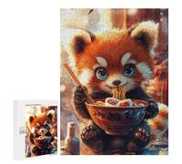 Rompecabezas 500 PCS para Adolescentes Red Panda Eating Ramen Rompecabezas para Adultos Juego Práctico Pero Divertido Y Humorístico Regalo De Cumpleaños, Regalos, 500 PCS