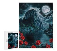 Rompecabezas 500 PCS para Adolescentes Red Rose in Cliff Night Rompecabezas para Adultos Juego Práctico Regalo De Cumpleaños Regalo De Cumpleaños, Regalos, 500 PCS