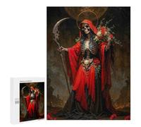 Rompecabezas 500 PCS para Adolescentes Red Santa Muerte with Roses Rompecabezas para Adultos Juego Práctico Arte De Pared Desafiante De Completar 500 PCS