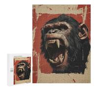 Rompecabezas 500 PCS para Adolescentes Roaring Chimpanzee Portrait Rompecabezas para Adultos Juguetes DIY para La Diversión Familiar Ayuda A Ejercitar El Cerebro 500 PCS