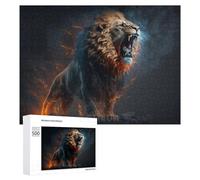 Rompecabezas 500 PCS para Adolescentes Roaring Lion in Flames Rompecabezas Juegos Relajantes Mejora La Memoria Oferta como Regalos para Toda La Familia 500 PCS