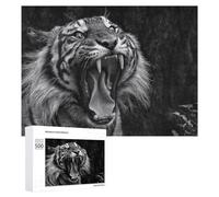 Rompecabezas 500 PCS para Adolescentes Roaring Tiger Close-Up -2 Rompecabezas para Adultos Juegos Relajantes Difícil Difícil Desafío Educativo 500 PCS