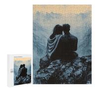 Rompecabezas 500 PCS para Adolescentes Romantic Couple on Mountaintop in Monochrome Style Rompecabezas DIY Juguetes Una Obra De Arte como Regalo para Toda La Familia 500 PCS