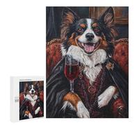 Rompecabezas 500 PCS para Adolescentes Royal Dog with Wine Glass-1 Rompecabezas para Adolescentes Análisis Y Lógica Entrena Tu Cerebro Y Tus Manos Juego De Desafío Único 500 PCS