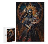 Rompecabezas 500 PCS para Adolescentes Santa Muerte with Owl and Rifle Rompecabezas para Adultos Juguetes DIY para La Diversión Familiar Ayuda A Ejercitar El Cerebro 500 PCS