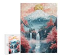 Rompecabezas 500 PCS para Adolescentes Serene Mountain Waterfall Scene Rompecabezas para Adultos Mejora La Memoria Interacción Entre Padres E Hijos Juguete Juego Intelectual 500 PCS