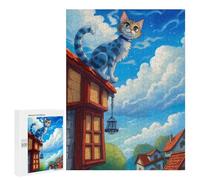 Rompecabezas 500 PCS para Adolescentes Sitting Cat Rompecabezas para Adultos Rompecabezas Mejora La Memoria Desafío Educativo Reducción del Estrés Regalos 500 PCS