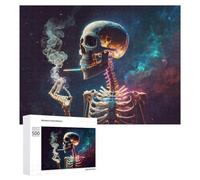 Rompecabezas 500 PCS para Adolescentes Skeleton Smoking in Space Rompecabezas para Adolescentes Juegos Divertidos Ensamblaje De Patrones Ayuda Al Cerebro A Ejercitarse 500 PCS