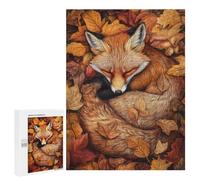 Rompecabezas 500 PCS para Adolescentes Sleeping Fox in Autumn Leaves Rompecabezas para Adultos Juego Práctico Regalo De Cumpleaños Regalo De Cumpleaños, Regalos, 500 PCS