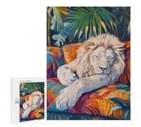 Rompecabezas 500 PCS para Adolescentes Sleeping White Lion Rompecabezas para Adultos Juego Familiar Una Obra De Arte como Regalo para Toda La Familia 500 PCS