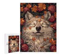 Rompecabezas 500 PCS para Adolescentes Sleeping Wolf in Autumn Rompecabezas para Adultos Juego Familiar Decoración del Hogar para Cumpleaños, Navidad 500 PCS