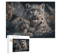 Rompecabezas 500 PCS para Adolescentes Snow Leopard Cubs in The Wild Rompecabezas para Adultos Juego De Ingenio Análisis Y Lógica 500 PCS