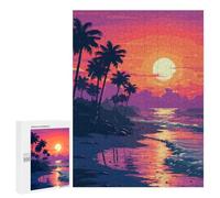 Rompecabezas 500 PCS para Adolescentes SoCal Sunset Pixel Art Rompecabezas para Adultos Juguete Decoración De Pared Difícil Difícil Desafiante De Completar 500 PCS