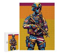 Rompecabezas 500 PCS para Adolescentes Soldier United States WPAP Rompecabezas para Adultos Juegos Familiares Carrera De Velocidad De Manos para Cumpleaños, Navidad 500 PCS
