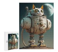 Rompecabezas 500 PCS para Adolescentes Space Cat Robot Adventure Rompecabezas para Adultos Juguete Decoración De Pared Difícil Difícil Desafiante De Completar 500 PCS