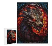 Rompecabezas 500 PCS para Adolescentes Stained Glass Dragon Wall Rompecabezas Juegos Familiares Ensamblaje De Patrones Cumpleaños Y Navidad 500 PCS