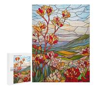 Rompecabezas 500 PCS para Adolescentes Stained Glass Landscape Rompecabezas para Adultos Juegos Familiares Carrera De Velocidad De Manos para Cumpleaños, Navidad 500 PCS