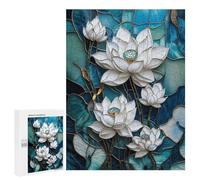 Rompecabezas 500 PCS para Adolescentes Stained Glass Lotus Flowers Rompecabezas para Adultos Juguetes DIY para La Diversión Familiar Ayuda A Ejercitar El Cerebro 500 PCS