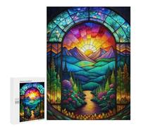 Rompecabezas 500 PCS para Adolescentes Stained Glass Nature Scene Rompecabezas para Adultos Juego Práctico Arte De Pared Desafiante De Completar 500 PCS