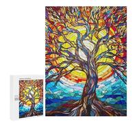 Rompecabezas 500 PCS para Adolescentes Stained Glass Tree Rompecabezas para Adultos Juego Familiar Una Obra De Arte como Regalo para Toda La Familia 500 PCS