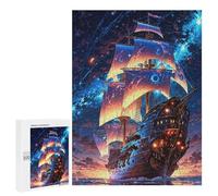 Rompecabezas 500 PCS para Adolescentes Starbound Galleon Voyage Beyond The Sky Rompecabezas para Adultos Juguetes DIY para La Diversión Familiar Ayuda A Ejercitar El Cerebro 500 PCS