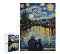 Rompecabezas 500 PCS para Adolescentes Starry Night with Companion Rompecabezas para Adultos Juego Práctico Regalo De Cumpleaños Regalo De Cumpleaños, Regalos, 500 PCS