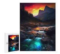 Rompecabezas 500 PCS para Adolescentes Sunset Mountain Stream Rompecabezas para Adultos Juegos De Relajación Vacaciones En Casa Matar El Tiempo 500 PCS