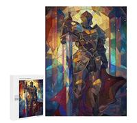 Rompecabezas 500 PCS para Adolescentes Sword Paladin Stained Glas Rompecabezas para Adultos Juegos Familiares Carrera De Velocidad De Manos para Cumpleaños, Navidad 500 PCS