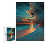 Rompecabezas 500 PCS para Adolescentes Teal Sunset Beach Rompecabezas para Adultos Juego Práctico Decoración del Hogar Cumpleaños Y Navidad 500 PCS