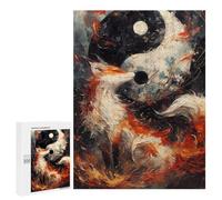Rompecabezas 500 PCS para Adolescentes The Fox Yin and Yang Rompecabezas Juego De Ingenio Aliviador De Estrés Desafiante para Completar 500 PCS