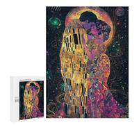 Rompecabezas 500 PCS para Adolescentes The Kiss Celestial Fantasy Art Nouveau Rompecabezas para Adultos Juego Familiar Decoración del Hogar para Cumpleaños, Navidad 500 PCS