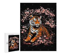 Rompecabezas 500 PCS para Adolescentes Tiger and Sakura Rompecabezas para Adultos Juguetes DIY para La Diversión Familiar Ayuda A Ejercitar El Cerebro 500 PCS