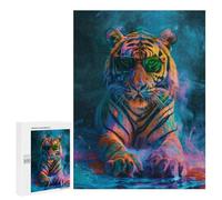 Rompecabezas 500 PCS para Adolescentes Tiger In Colorful Paint Rompecabezas Juego De Ingenio Aliviador De Estrés Desafiante para Completar 500 PCS